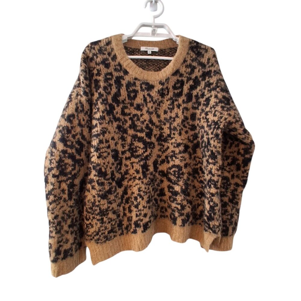 Madewell Crewneck sweater leopard womens XS Autumn Meadow merino alpaca